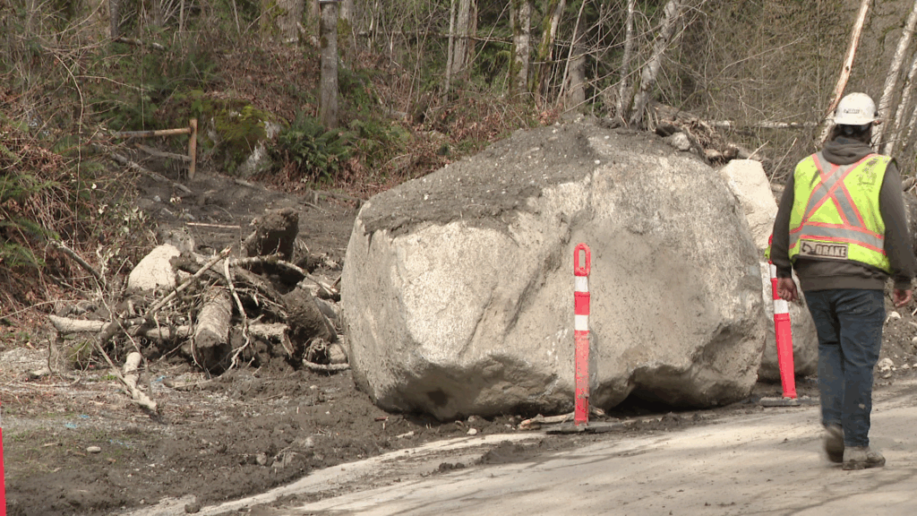 Crews clean up after a mudslide