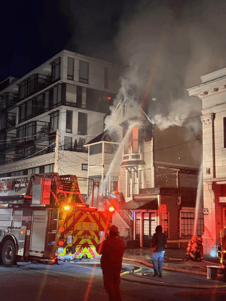 Crews respond to a fire at an old Vancouver building
