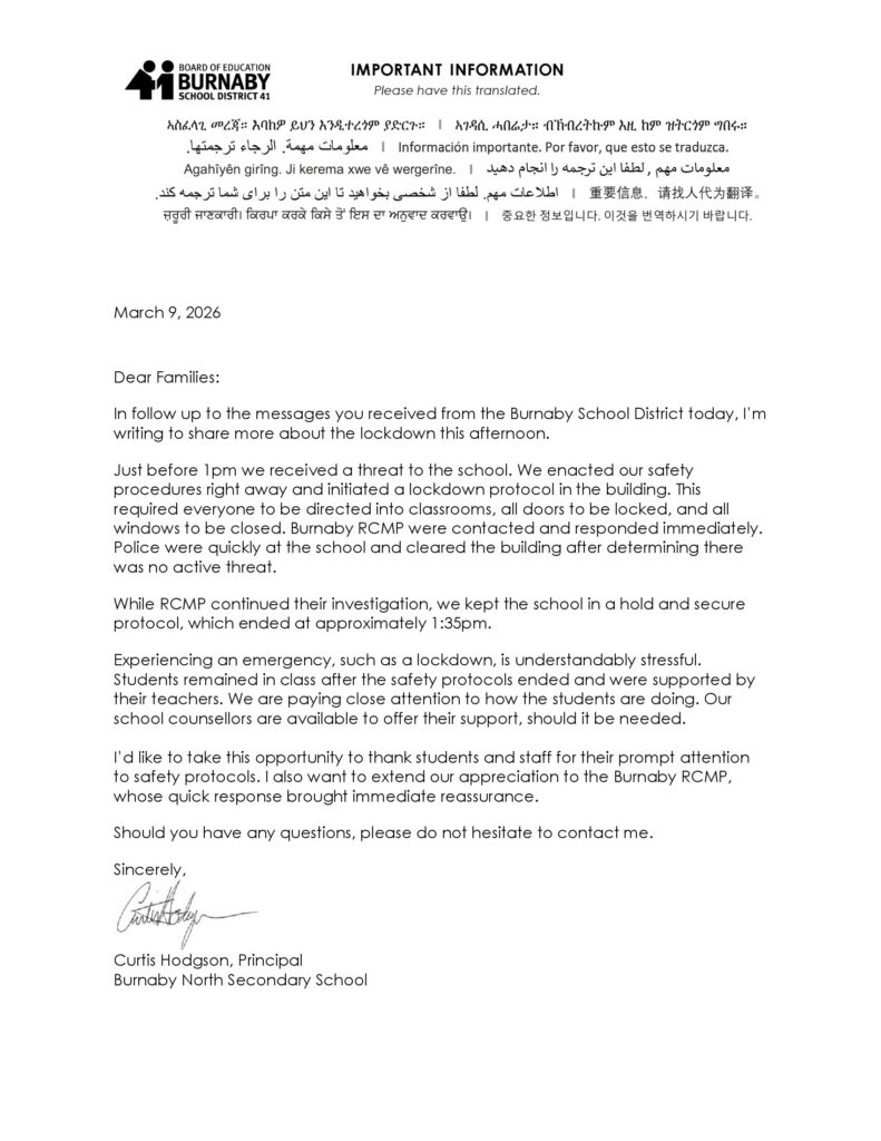 A letter dated March 9, 2026