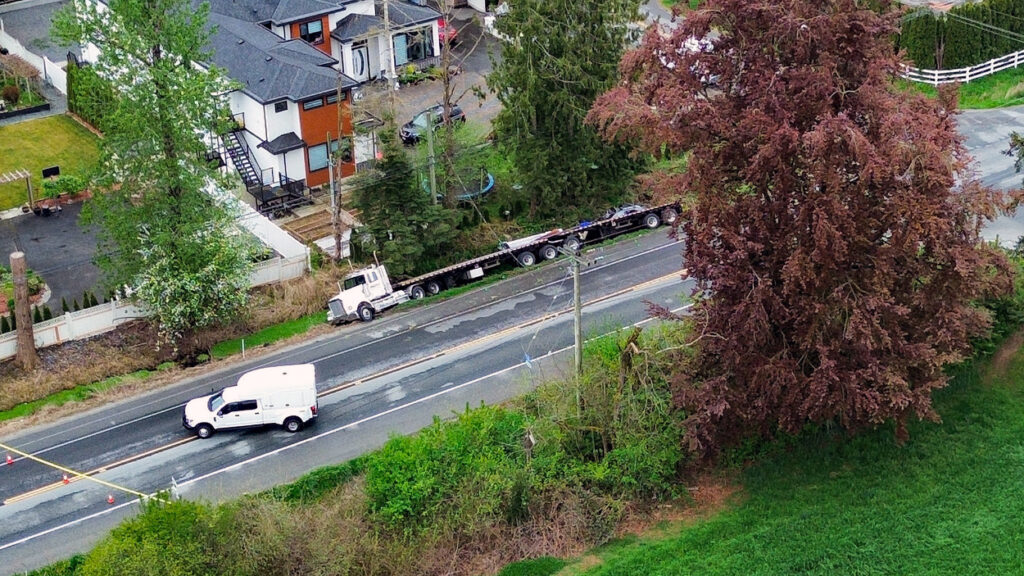 Police investigate a collision on 264 Street, between 16 Avenue and 28 Avenue.