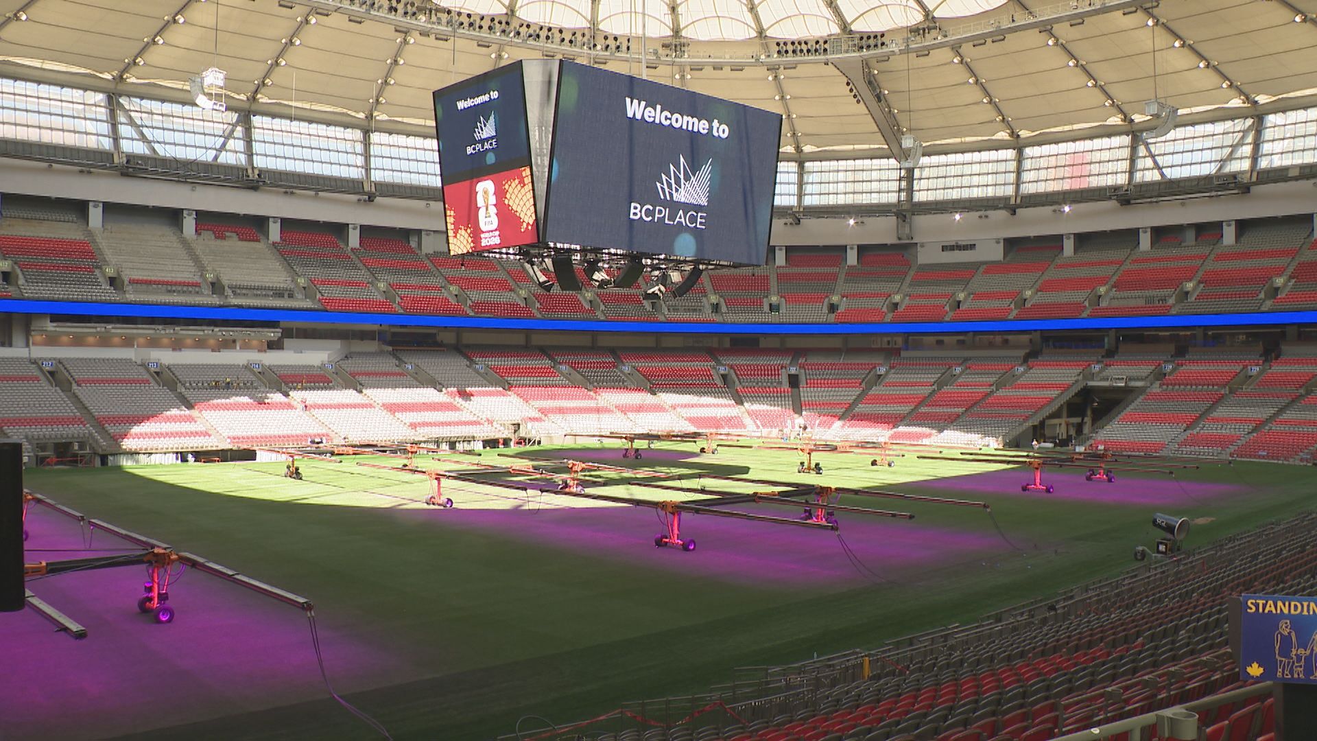 Renovation work is visible at BC Place in Vancouver on Tuesday, May 12, 2026. (Image: CityNews)