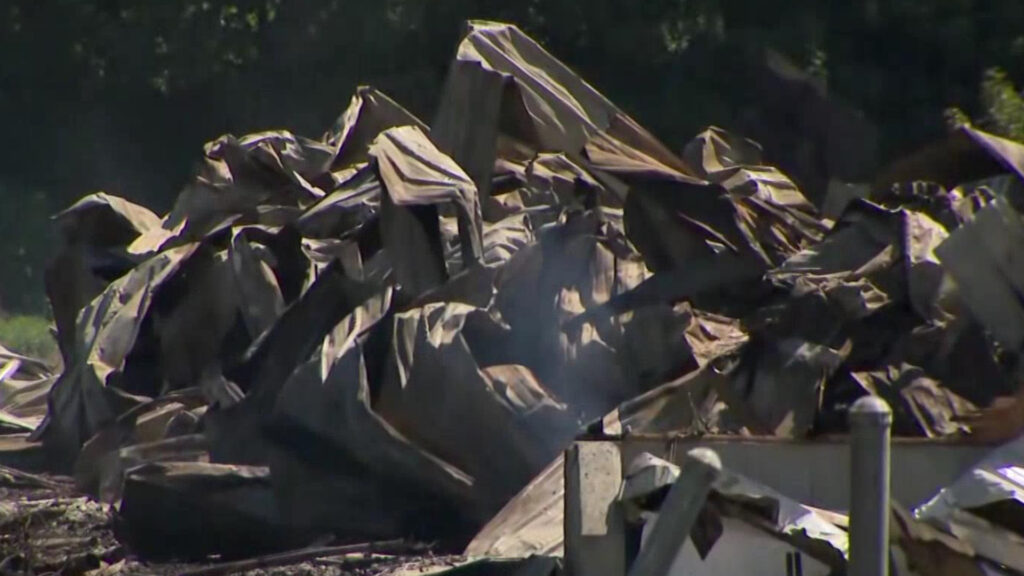 The aftermath of a barn fire in Abbotsford is seen on Friday May 22, 2026. (CityNews Image)