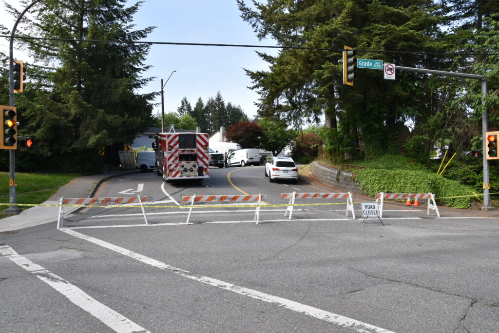 Vehicles outside a crash scene