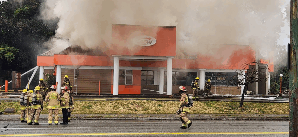 Burnaby structure fire shuts down Kingsway