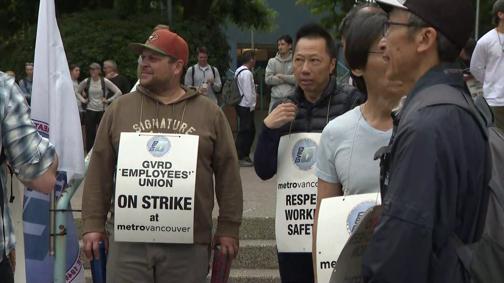 GVRDEU picketers in Burnaby on Monday, June 15, 2026. (Image: CityNews)