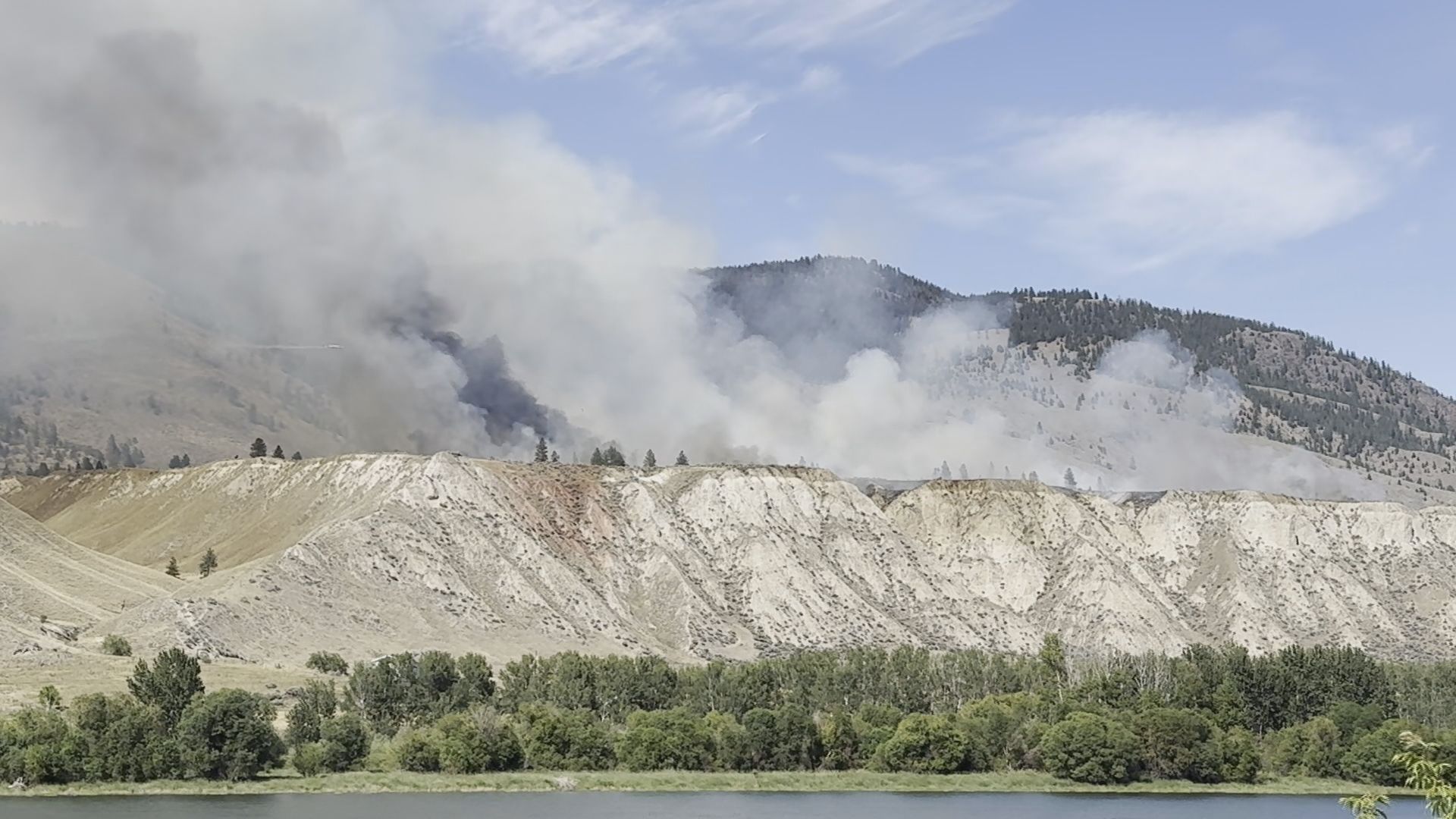 An out-of-control wildfire is burning just east of Kamloops