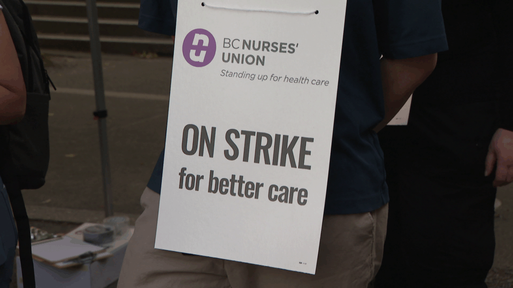 BC Nurses picket outside Vancouver General Hospital on Tuesday July 7, 2026. (CityNews Image)