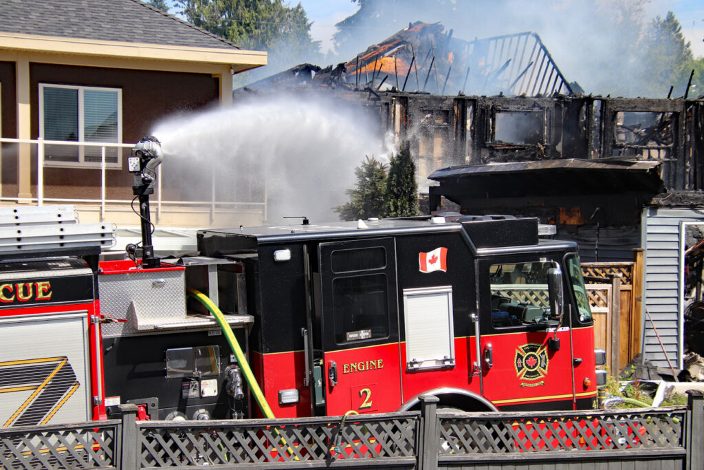 Fire crews respond to a fire in Coquitlam on Thursday July 7, 2026. (1st Due Media Image)