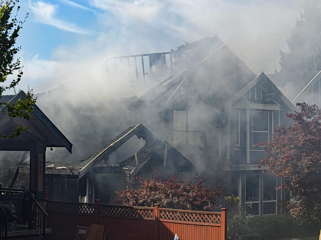 Fire crews respond to a fire in Coquitlam on Thursday July 7, 2026. (1st Due Media Image)