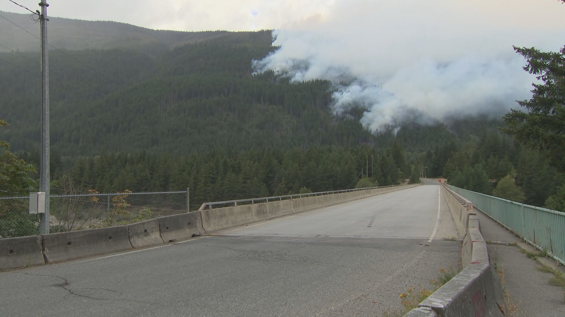 Wildfires are seen near Boston Bar, B.C. on Friday July 10, 2026.