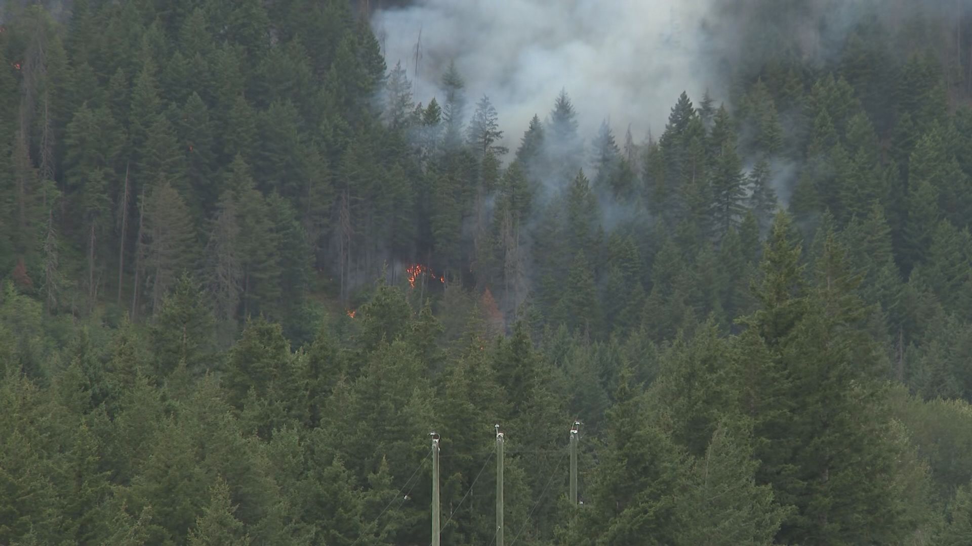 Wildfires are seen near Boston Bar, B.C. on Friday July 10, 2026.