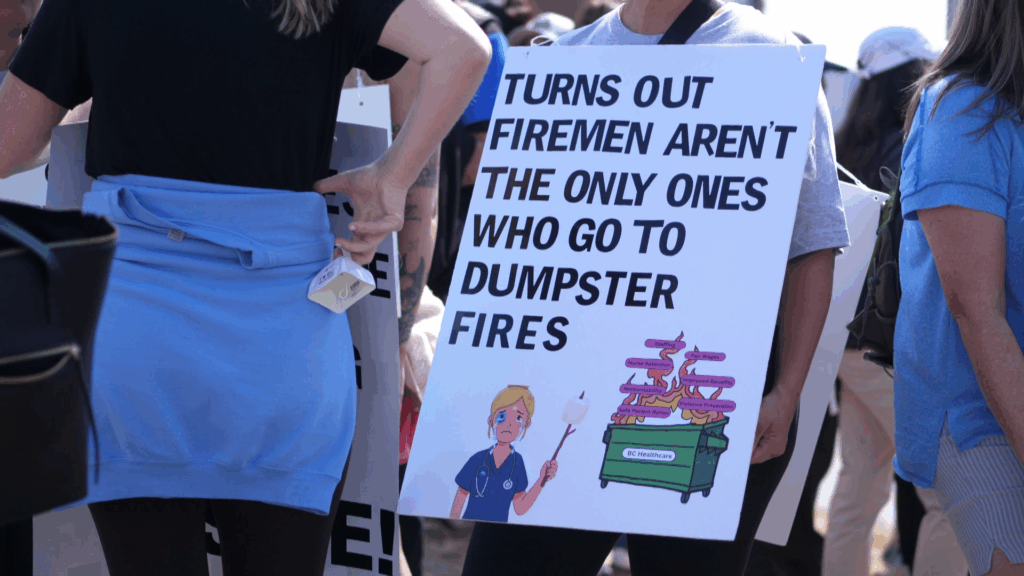 BC Nurses' picket outside of Nanaimo General Hospital on Monday July 13, 2026. (CityNews Image)