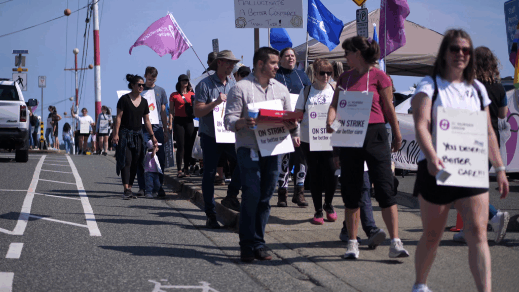 BC Nurses' picket outside of Nanaimo General Hospital on Monday July 13, 2026. (CityNews Image)