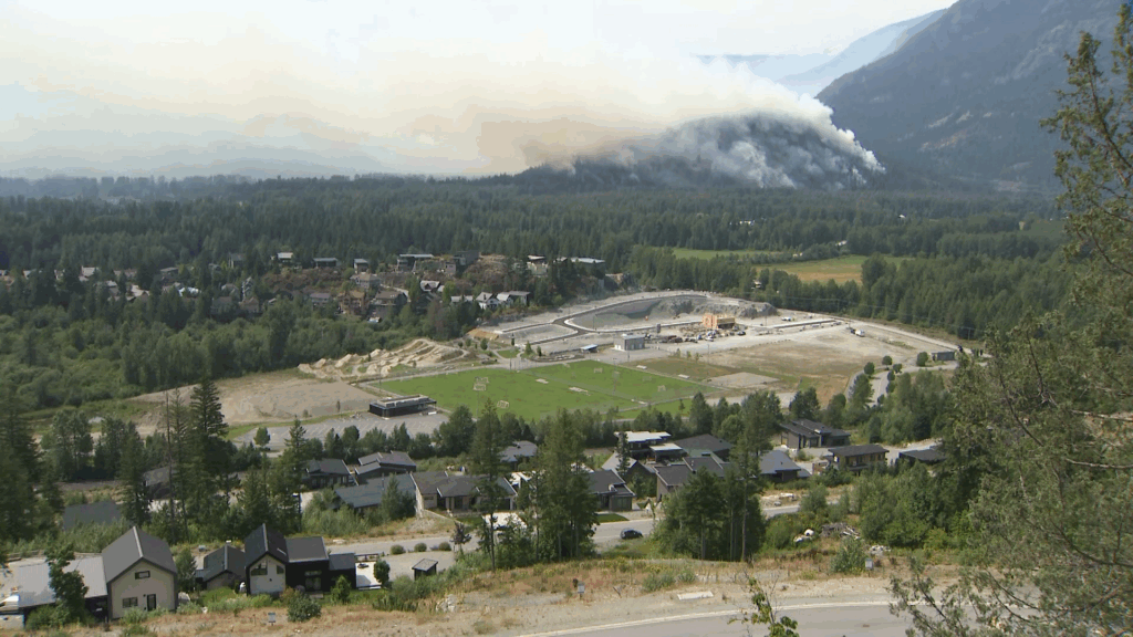 A wildfire is seen in Pemberton, B.C. on Thursday July 16, 2026. (CityNews Image)