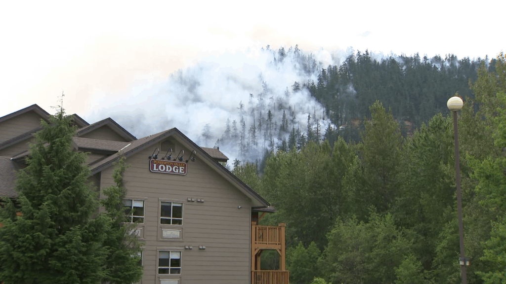 A wildfire is seen in Pemberton, B.C. on Thursday July 16, 2026. (CityNews Image)