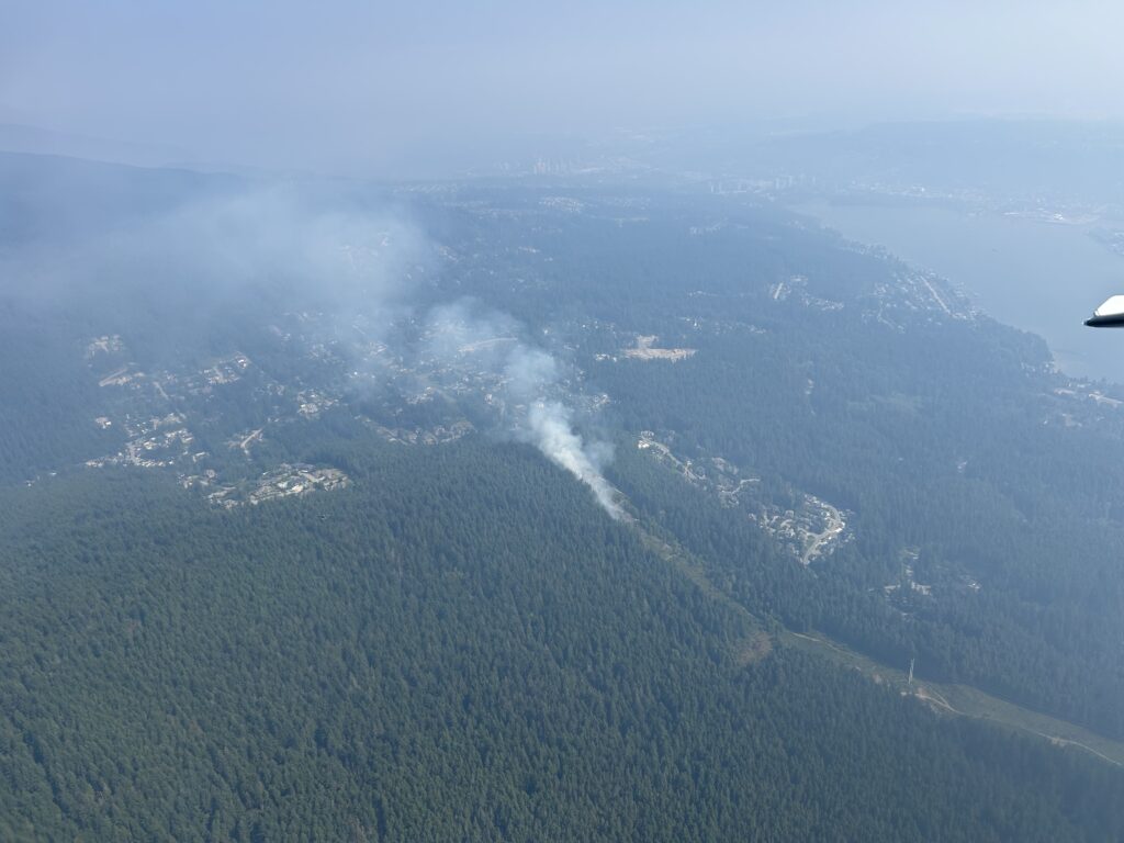 A view of the wildfire from the air.