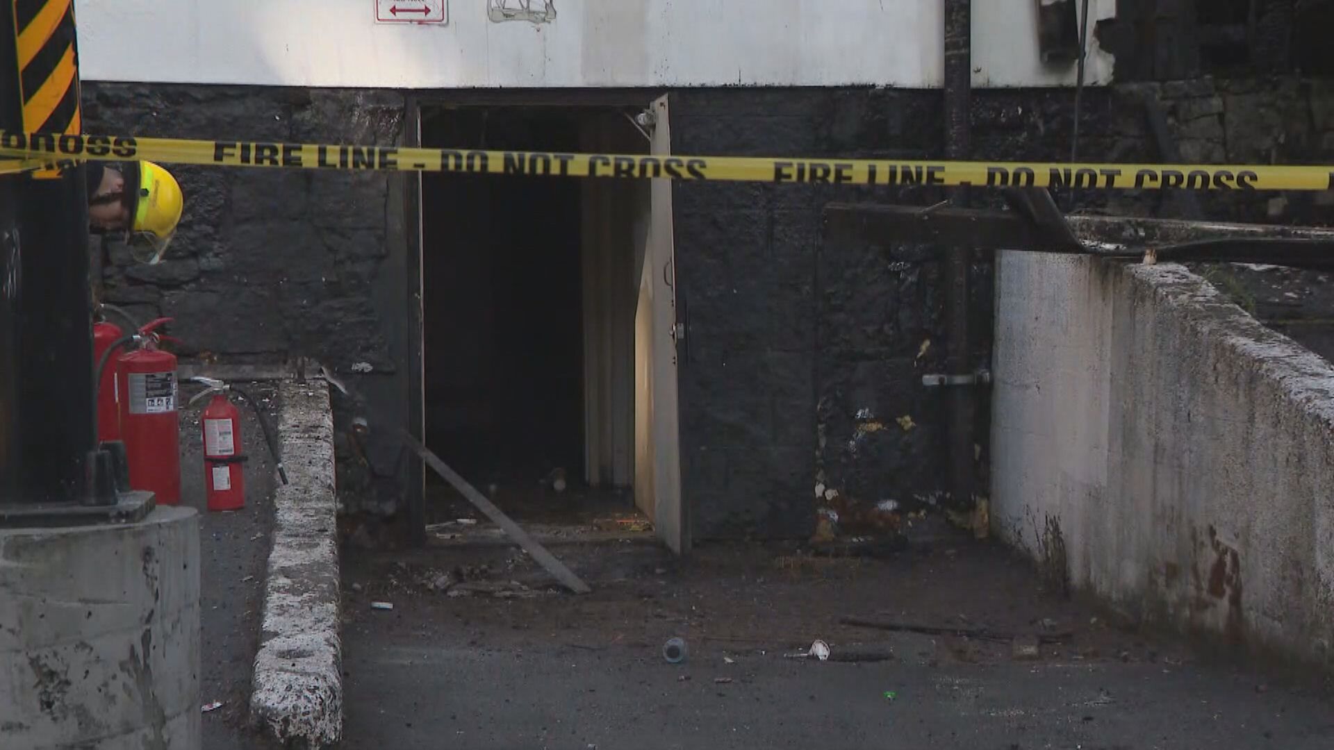 Vancouver Fire Rescue Service says 30 firefighters worked to knock down a blaze at a downtown convenience store early Monday morning.
